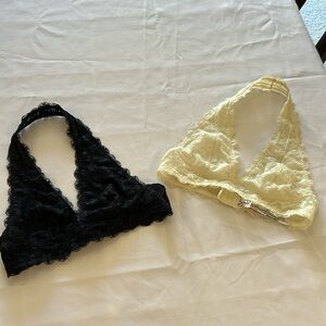 Free People Black and cream bralettes